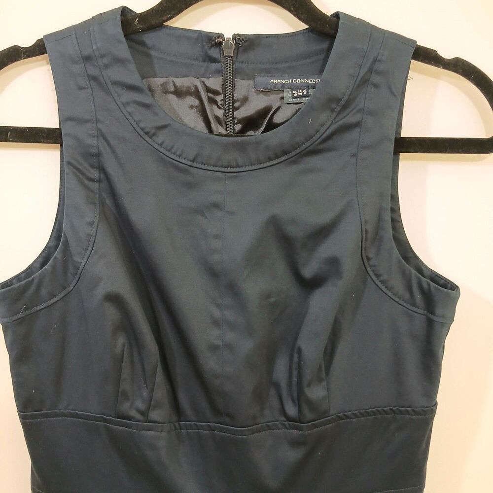 French Connection Women's Fit & Flare Dress Navy Blue Classic Boat Neck Size 6 - Picture 2 of 7
